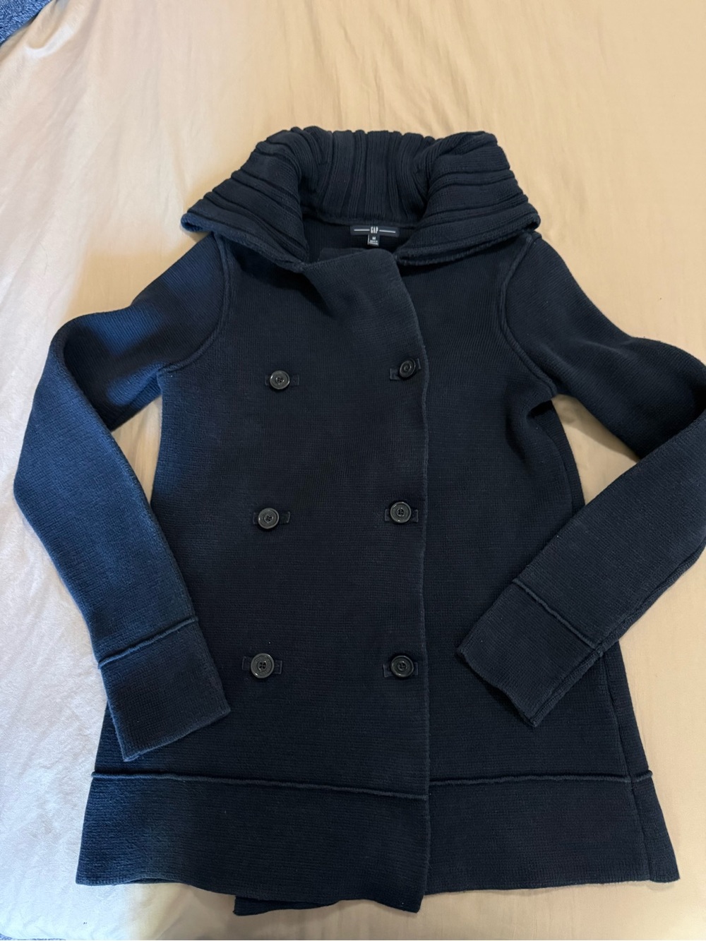 GAP Navy 100% Cotton Knit Peacoat Sweater Jacket | Fisherman | Medium